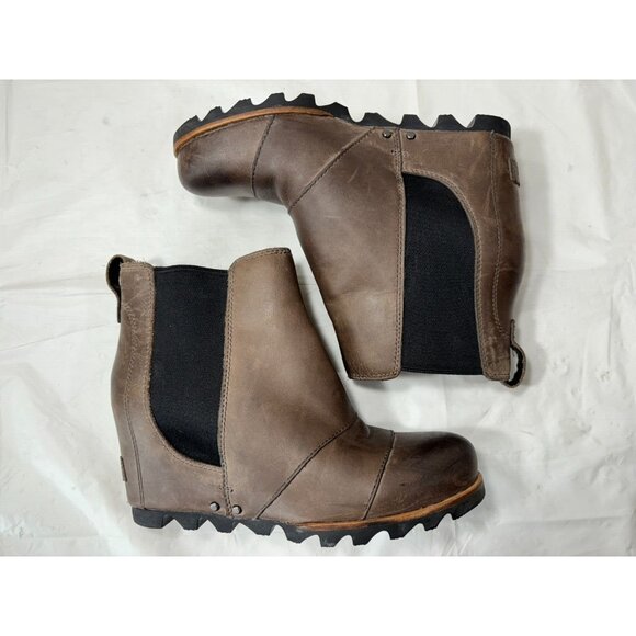 SOREL Lea Wedge Brown Waterproof Leather Boots Size 6.5 - Picture 7 of 12